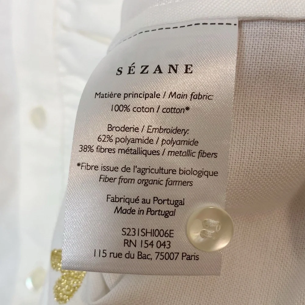 Sezane Chlo Gold Hearts Embroidered Shirt - Picture 10 of 12